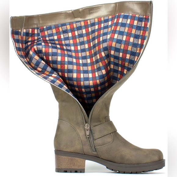 NWOT Lyle Stone Suede Smooth Distressed Boots Wide Calf Sz 8.5M White Mountain - Picture 2 of 7